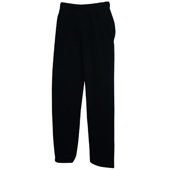 Fruit Of The Loom Mens Open Hem Jog Pants / Jogging Bottoms / Black - Picture 1 of 2